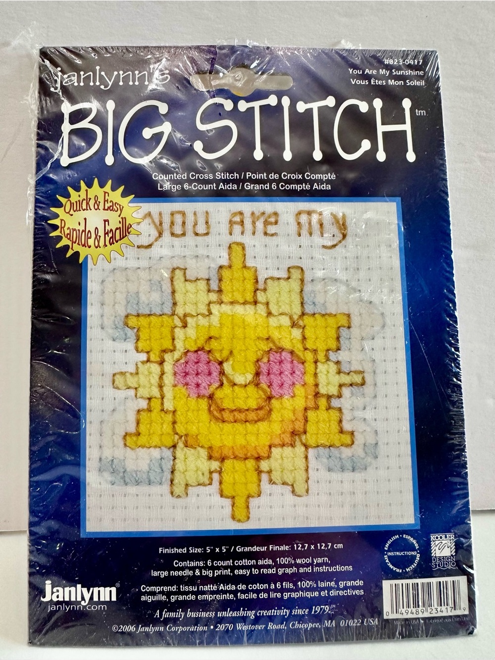Janlynn Big Stitch 'You Are My Sunshine' Cross Stitch Kit - Yellow